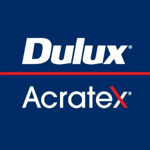 Dulux and Acratex logos on a blue background