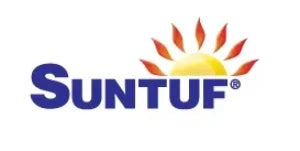 Suntuf logo with a sun design on a white background